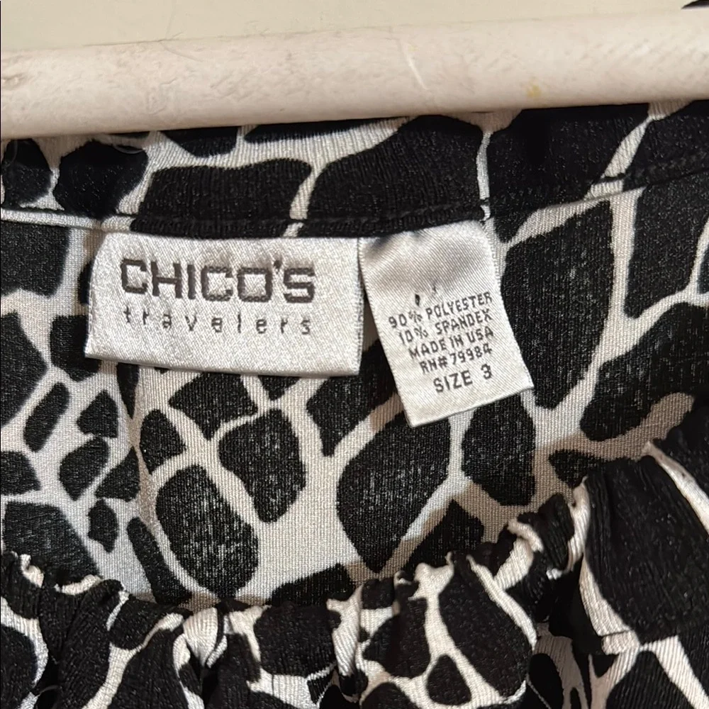 Chico's Giraffe Print Belted Off the Shoulder Tunic - Picture 3 of 11